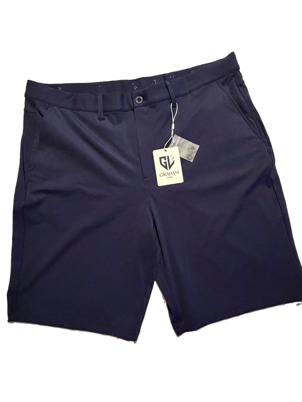 Graham Luxe Trace Golf Shorts Mens 40 Navy Blue Stretch Performance NWT GL40325